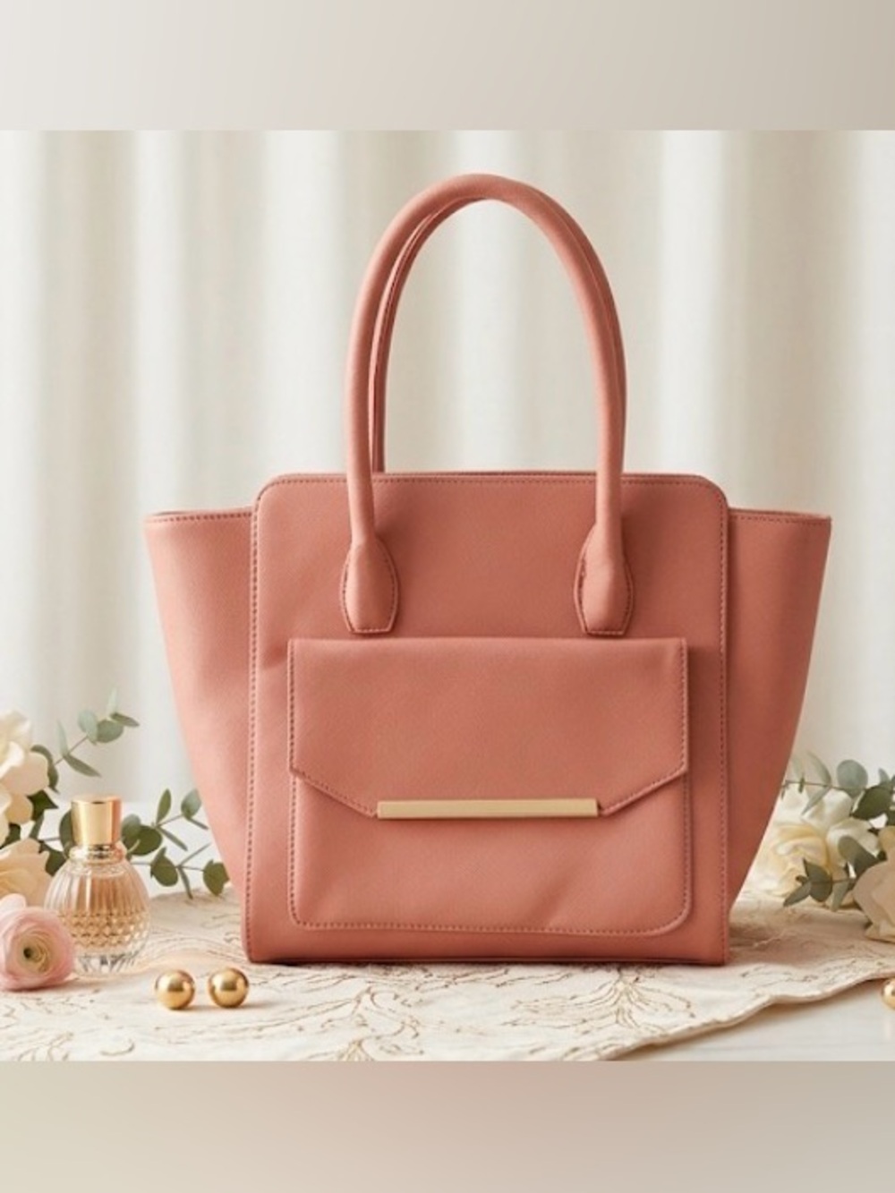 balú Dusty Rose Top Handle Bag Front Pocket Magnetic Snap - Exc Cond(B159)